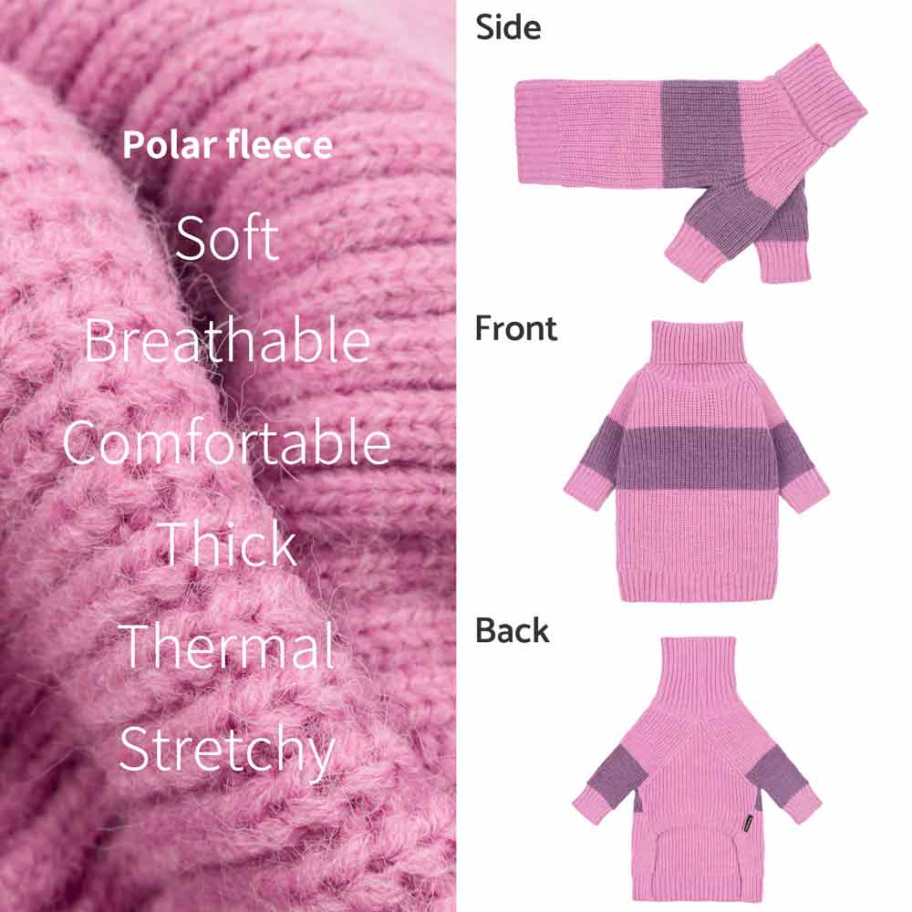 Plum Color Block Winter Dog Sweater - Fitwarm Dog Clothes