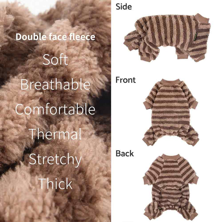 Cozy Brown Dog Striped Onesie - FItwarm Dog Pajamas