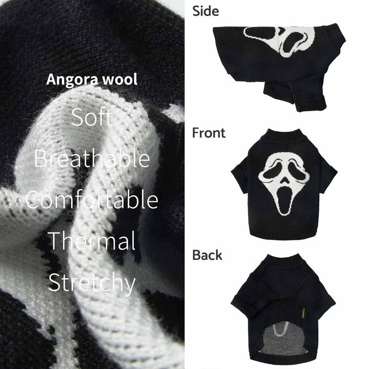 Spooky Ghost Face Halloween Dog Costume - Fitwarm Dog Sweater