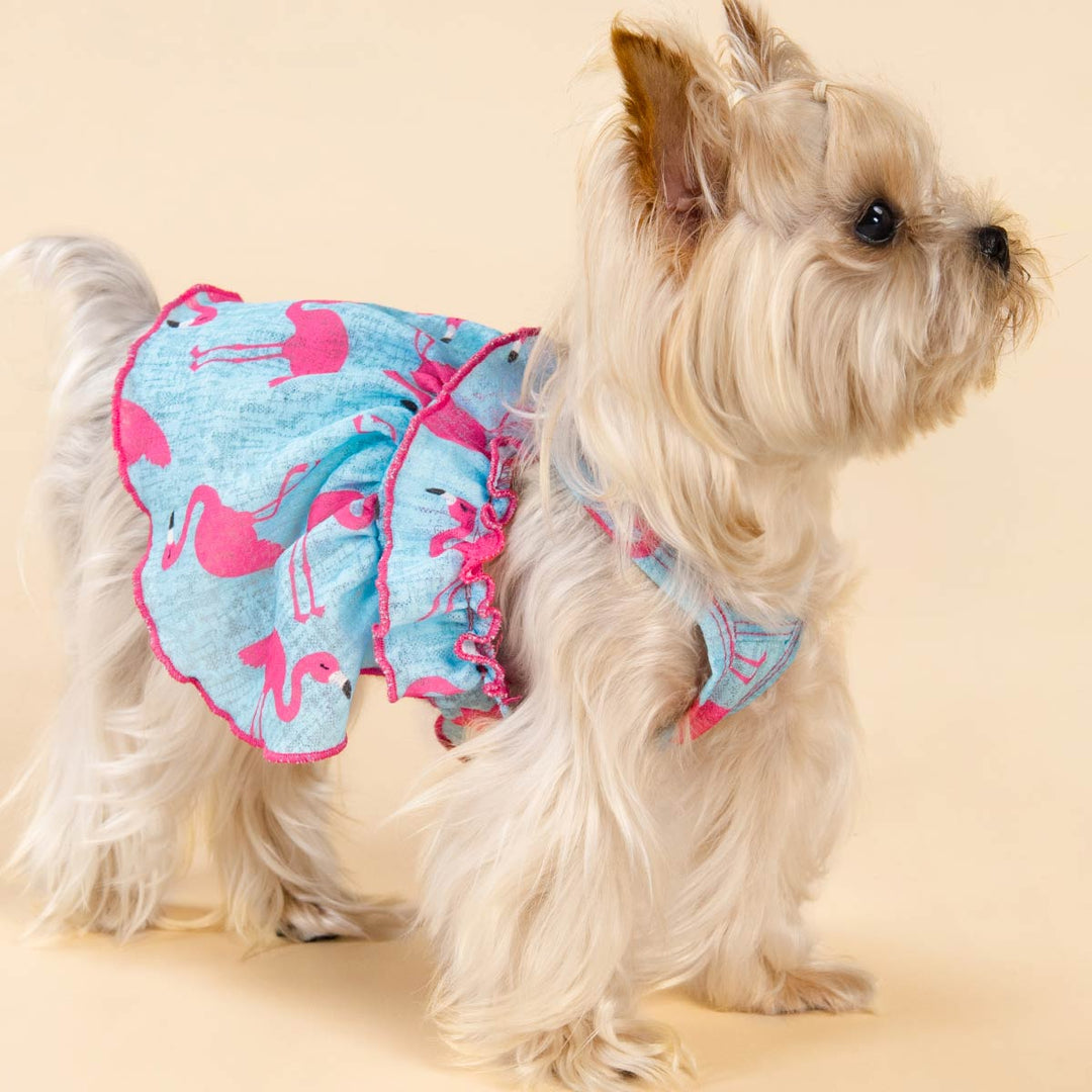 Cute Flamingo Dog Dress for Yorkie - Fitwarm Dog Clothes