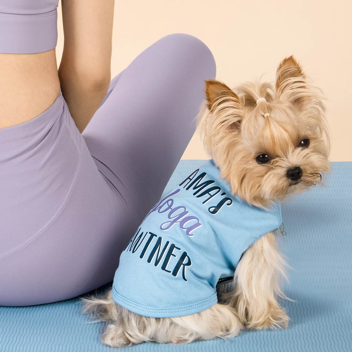 Yorkie in a Cute Mama's Yoga Pawtner Summer Dog Tank Top - Fitwarm Dog Clothes