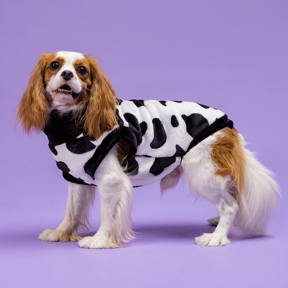 Funny Milk Cow Print Dog Sweater - Fitwarm Dog Clothes