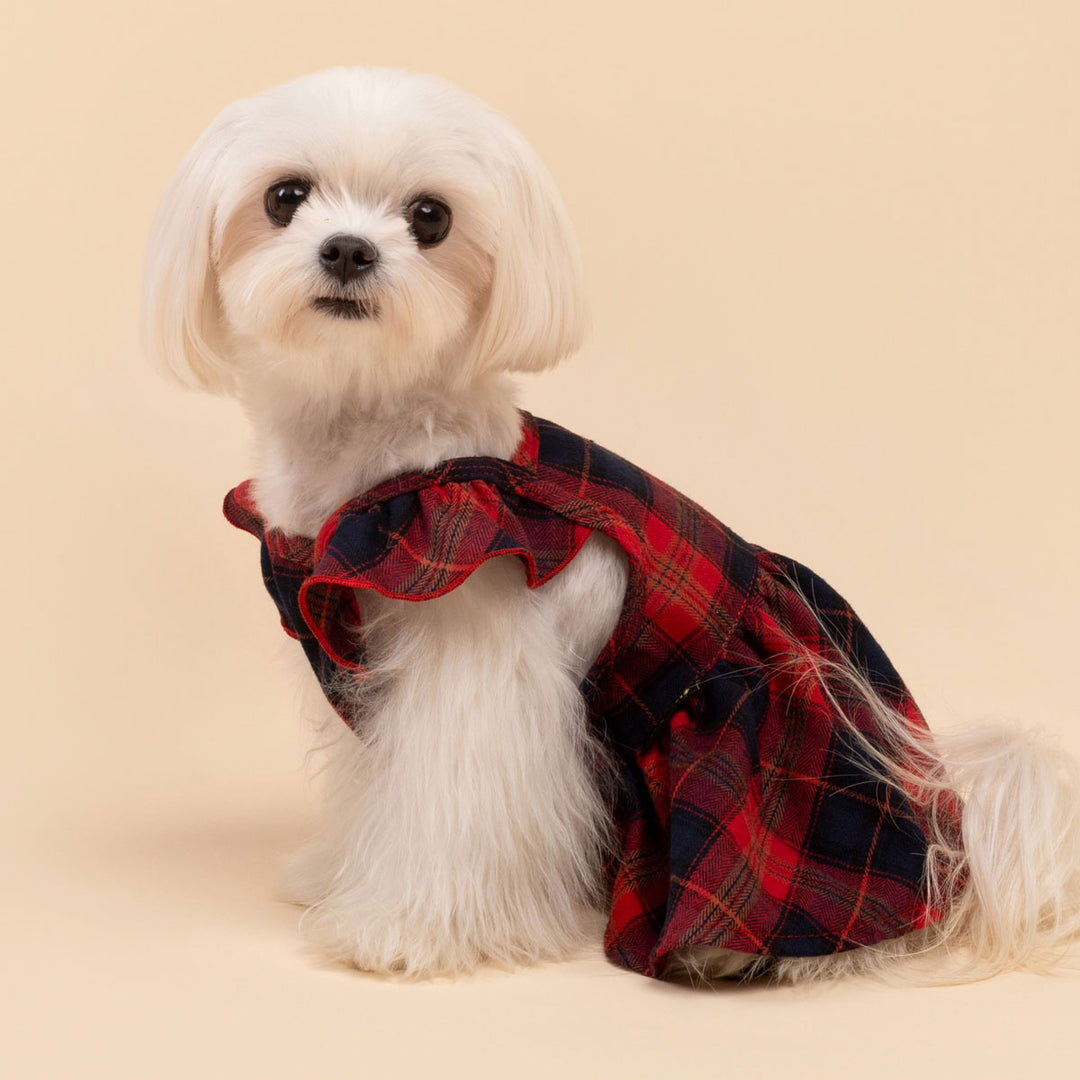 Classic Plaid Christmas Dog Dress  - Fitwarm Dog Clothes