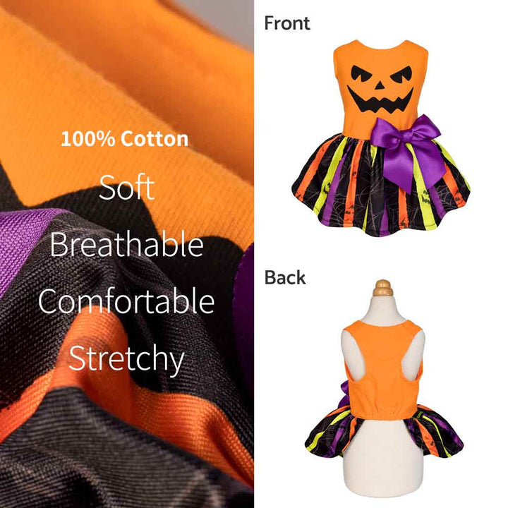 Spooky Pumpkin Face Halloween Dog Dress - Fitwarm Dog Clothes