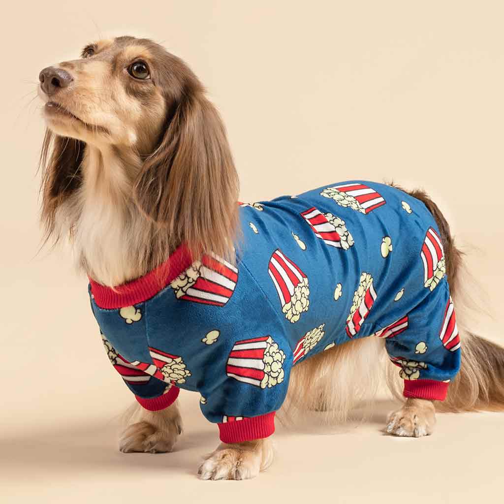 Onesie with Funny Popcorn Prints for Dogs - Fitwarm Dog Clothes