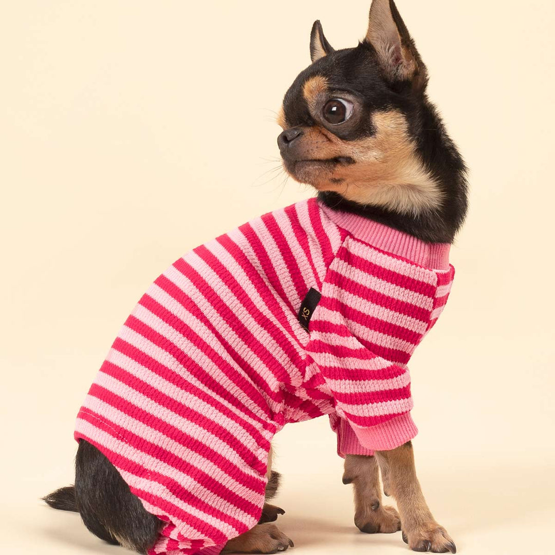 Waffle Striped Dog Jammies - Fitwarm Dog Clothes