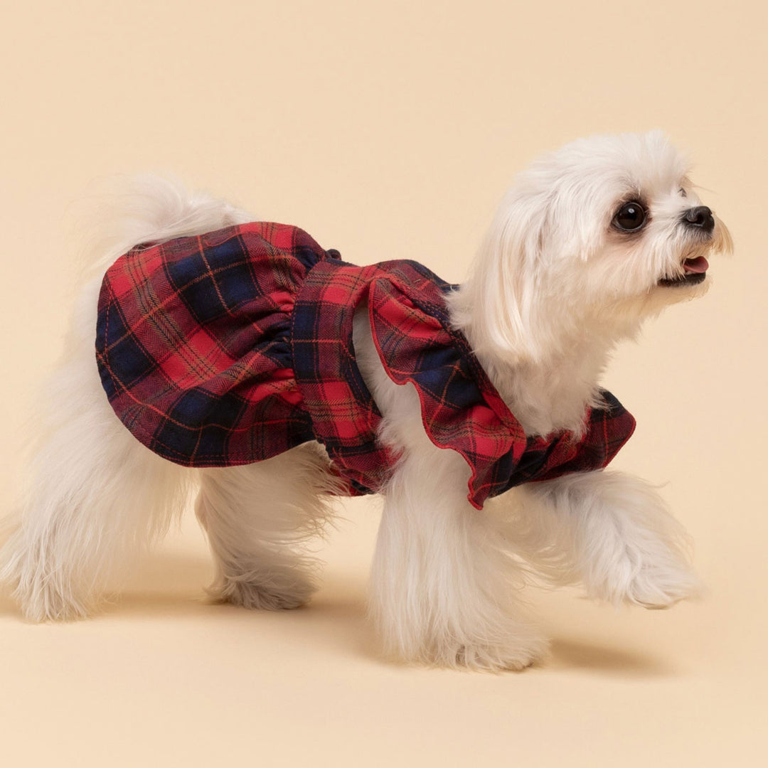 Plaid Dog Christmas Dress - Fitwarm Dog Clothes