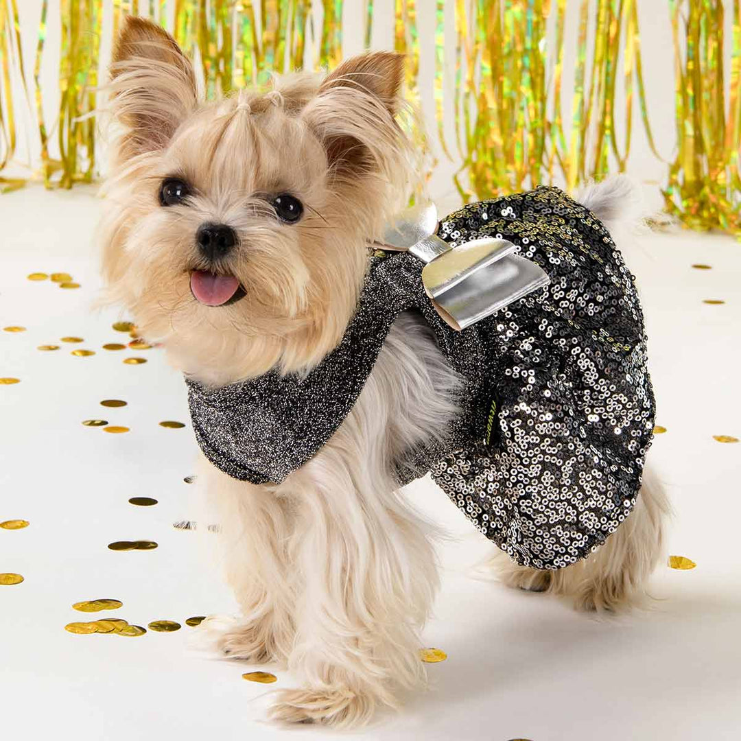 Sparkly Dog Dress with Bowknot for Yorkie - Fitwarm Dog Clothes