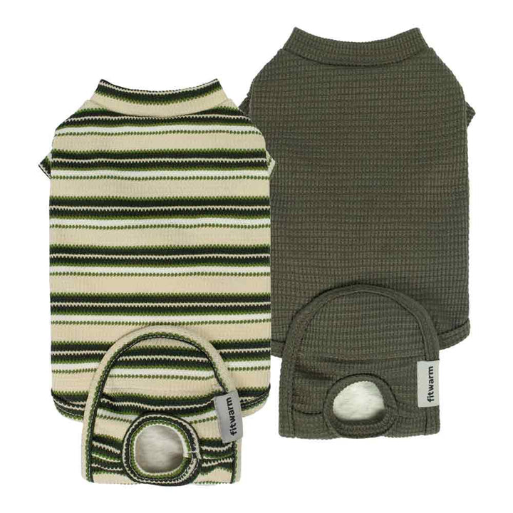 2 Pack Striped Dog Recovery Suit - Fitwarm Dog Clothes