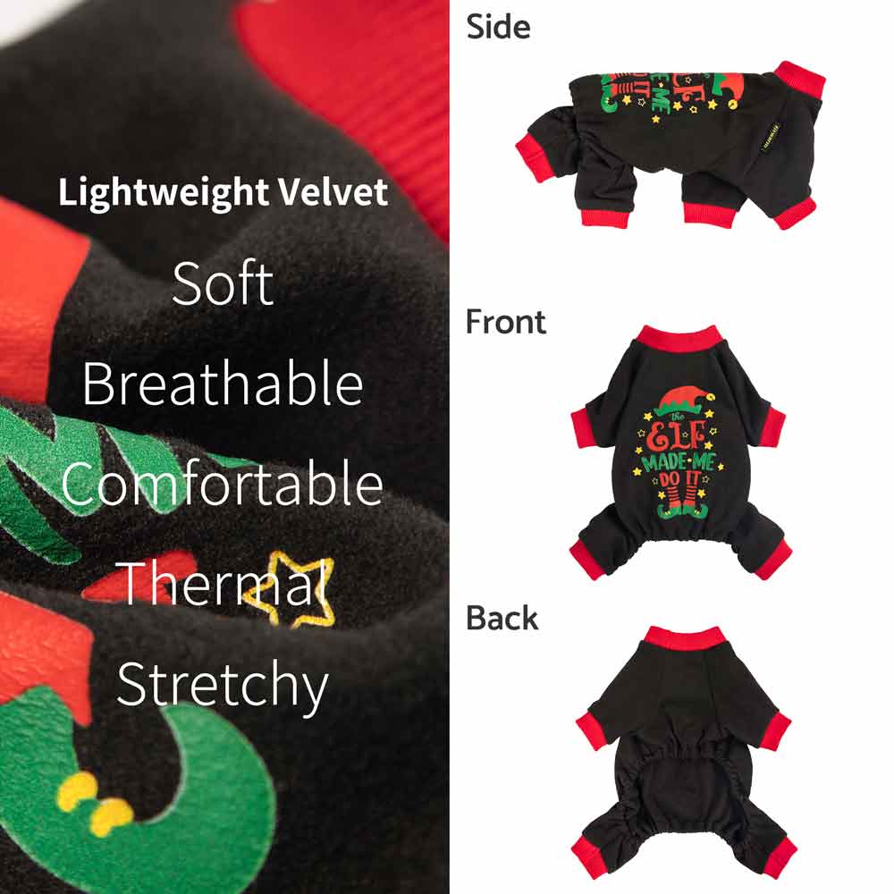 Christmas Dog Pajamas with Elf Made Me Do It Lettering - Fitwarm Dog Clothes