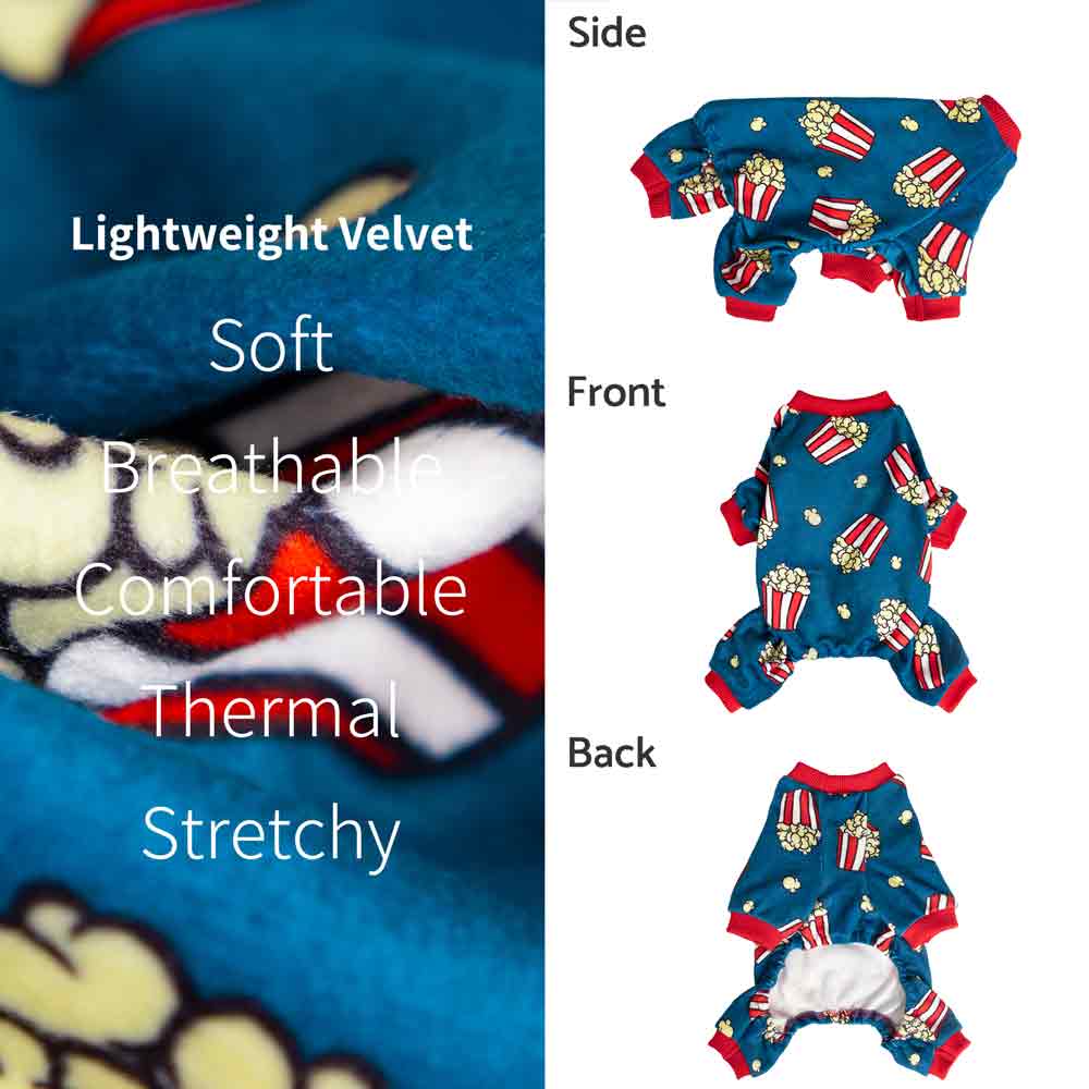 Cute Dog Onesie with Popcorn Prints - Fitwarm Dog Clothes