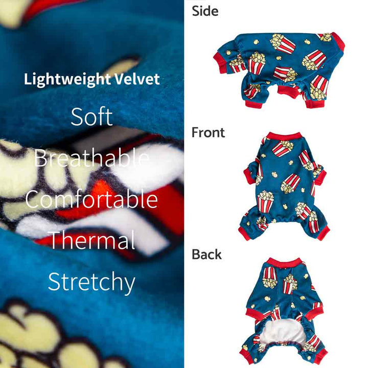 Cute Dog Onesie with Popcorn Prints - Fitwarm Dog Clothes