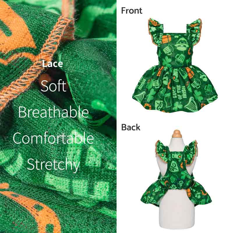 St. Patrick's Day Dress for Dogs - Fitwarm St. Patrick's Day Dog Outfit