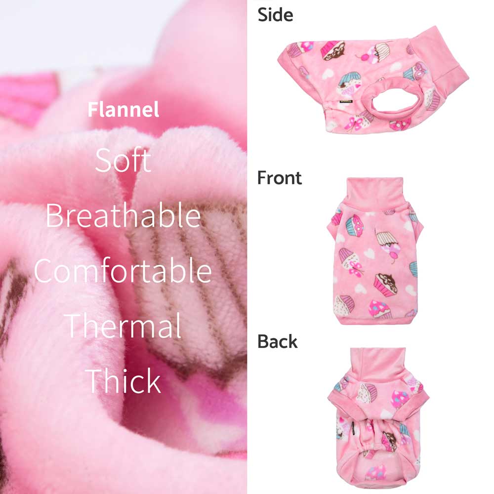 Turtleneck Dog Fleece Sweater with Cupcake Prints - Fitwarm Dog Clothes