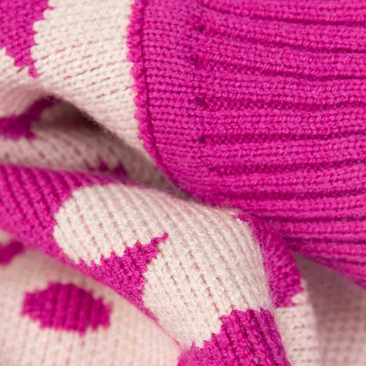 Pink Dog Sweater Adorned with White Flowers - Fitwarm Dog Clothes