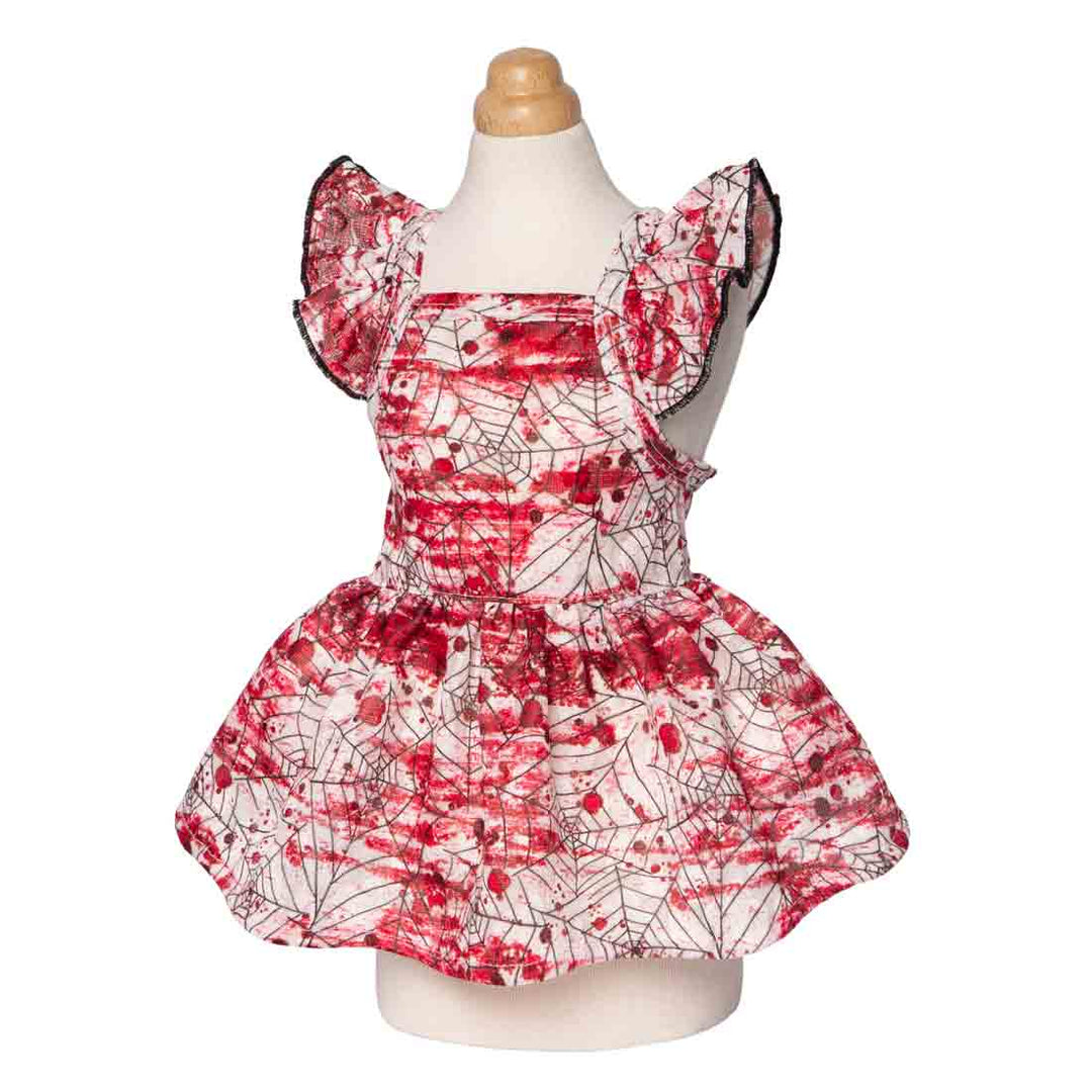 Red and White Halloween Spiderweb Dog Dress - Fitwarm Dog Clothes