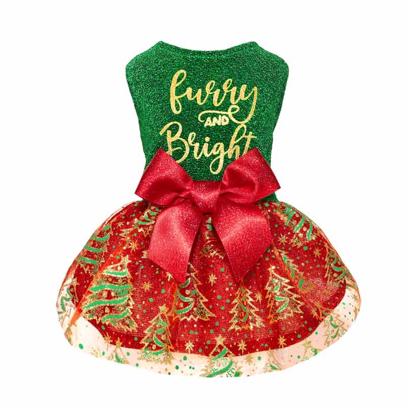 Glitter Christmas Dog Dress - Fitwarm Dog Clothes