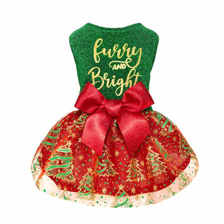 Glitter Christmas Dog Dress - Fitwarm Dog Clothes