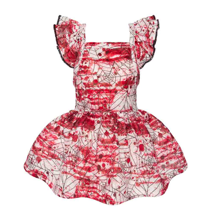 Red and White Halloween Spiderweb Dog Dress - Fitwarm Dog Clothes