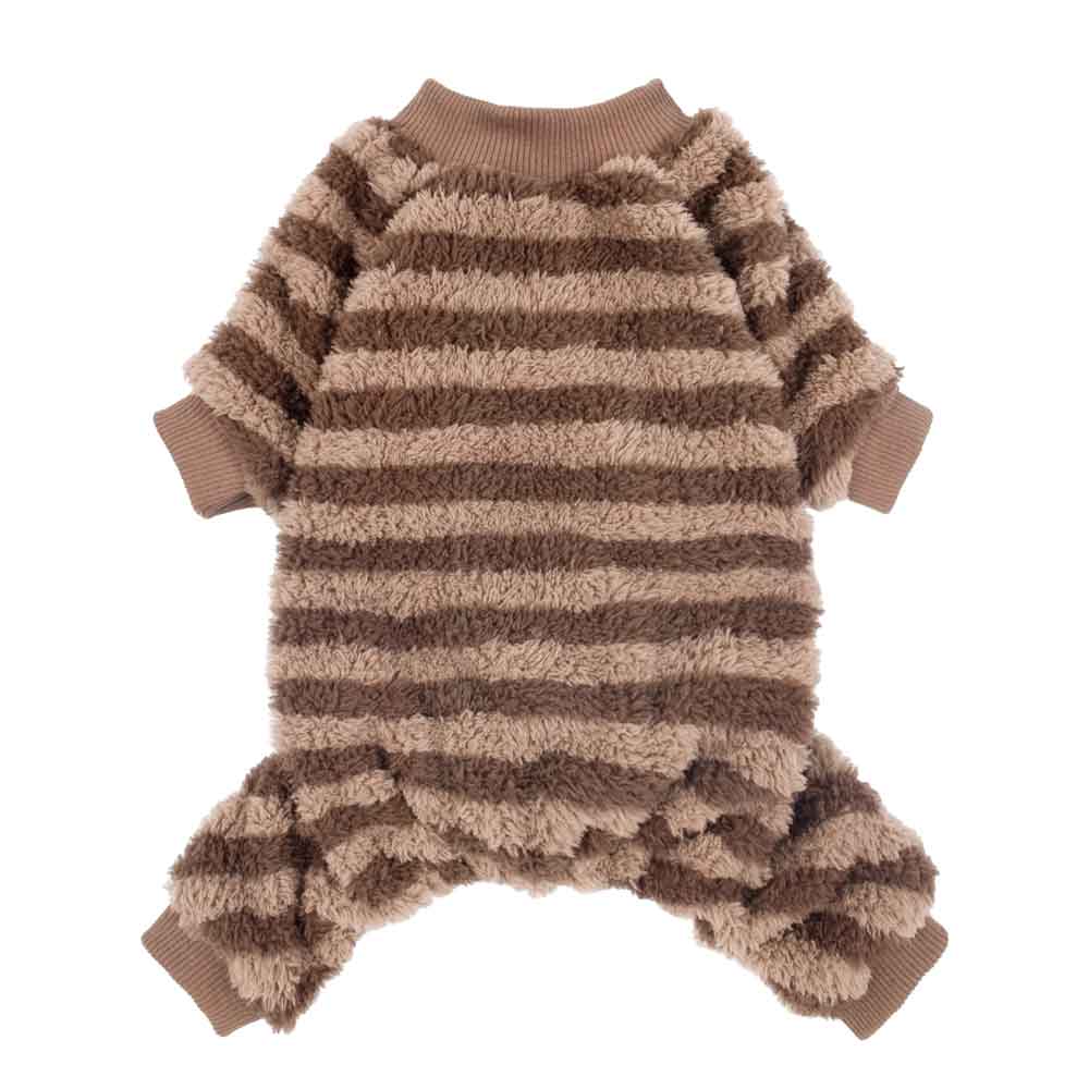 Cozy Brown Dog Striped Onesie - FItwarm Dog Pajamas