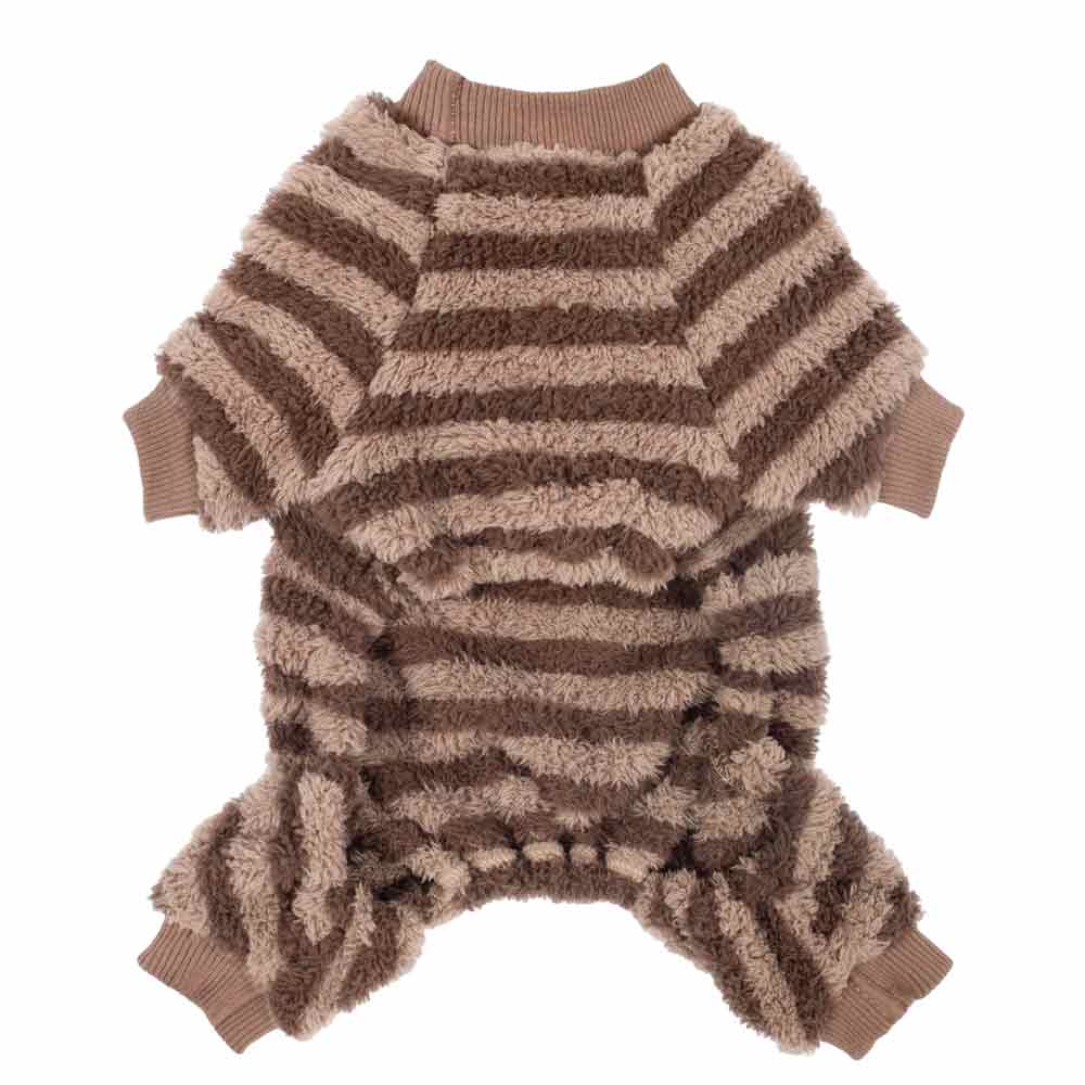 Cozy Brown Dog Striped Onesie - FItwarm Dog Pajamas