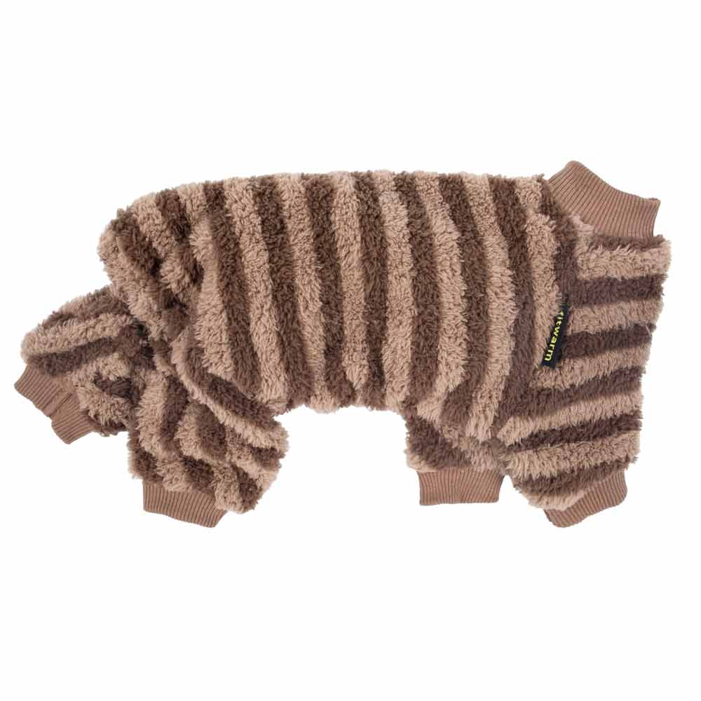 Cozy Brown Dog Striped Onesie - FItwarm Dog Pajamas