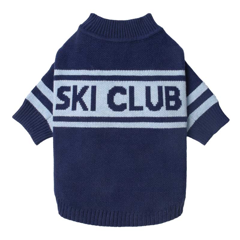 Knitted Dog Sweater with Ski Club Lettering - Fitwarm Dog Clothes