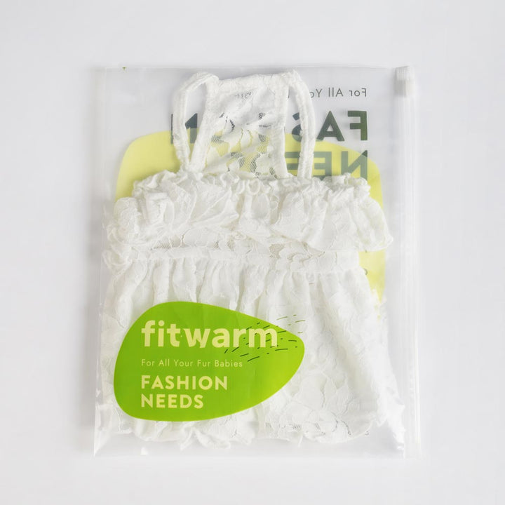 White Lace Dog Dress - Fitwarm Dog Clothes