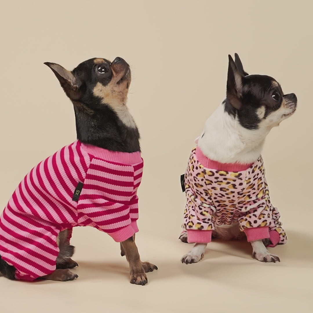 Waffle Striped Dog Pajamas - Fitwarm Dog Onesie