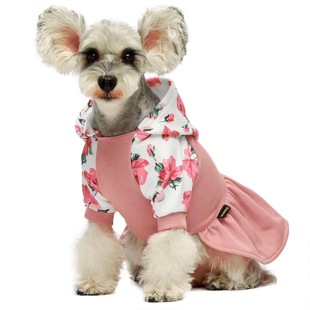 Floral Dog Hoodie Dress - Dogs at Weddings Outfits - Fitwarm Dog Clothes