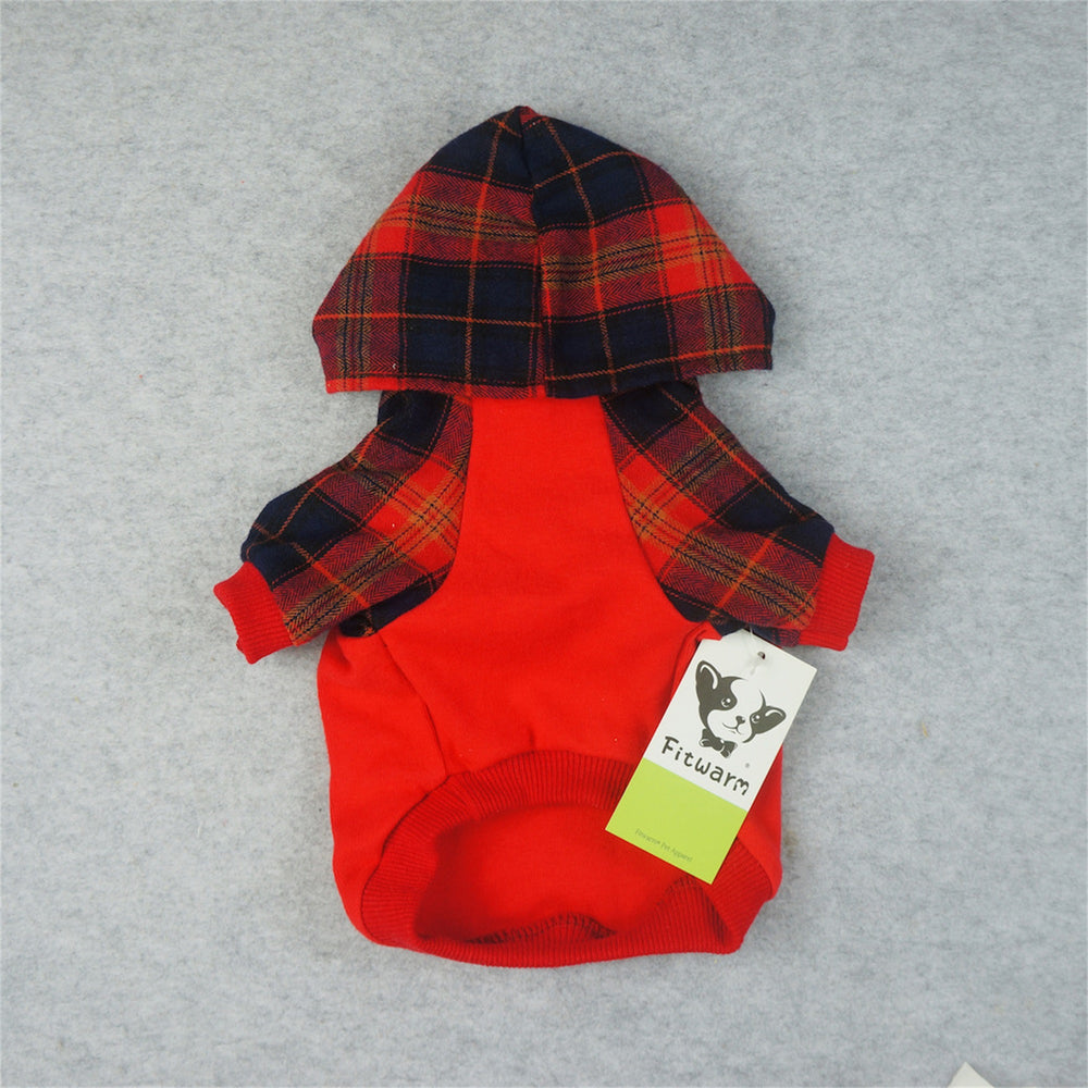 Plaid Hooded T-shirtsdog sweatshirts